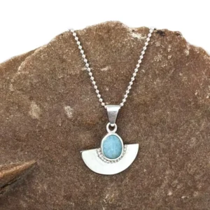 Collier demi lune cabochon Amazonite en Argent 925