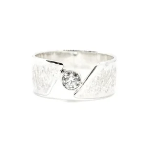 Bague large Oxyde de Zirconium rond en Argent