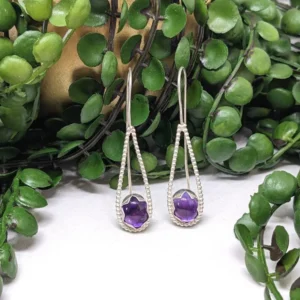 boucles d'oreilles goutte améthyste en argent 925