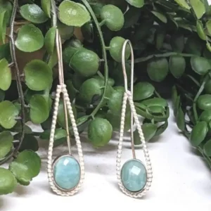 boucles d'oreilles goutte amazonite vert-bleu