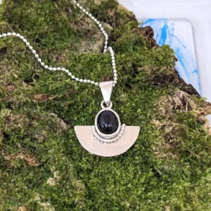 Collier demi lune Onyx en Argent 925