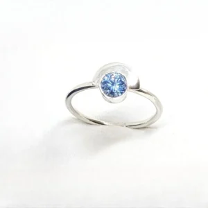 bague fine oxyde de zirconium bleu
