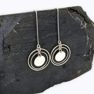 Boucles d'oreilles pleine lune en Argent 925 sur ardoise