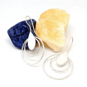 Boucles d'oreilles goutte et cercles en Argent 925 couchées