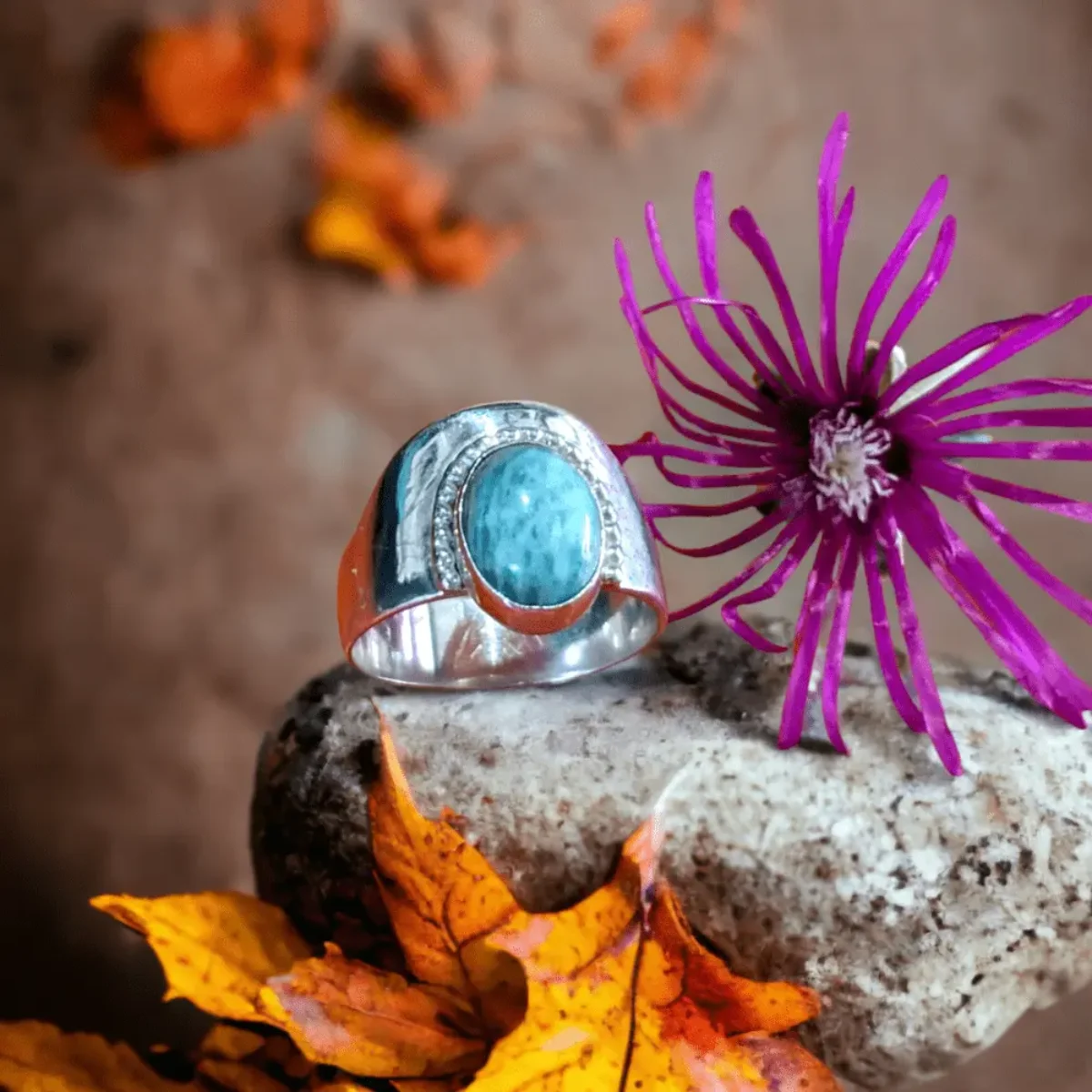 Bague En Argent Sterling 925 Avec Amazonite Naturelle - Taille 7 - Fait Main En Inde