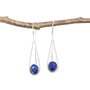 Boucles d'oreilles goutte Lapis lazuli facetté en Argent 925