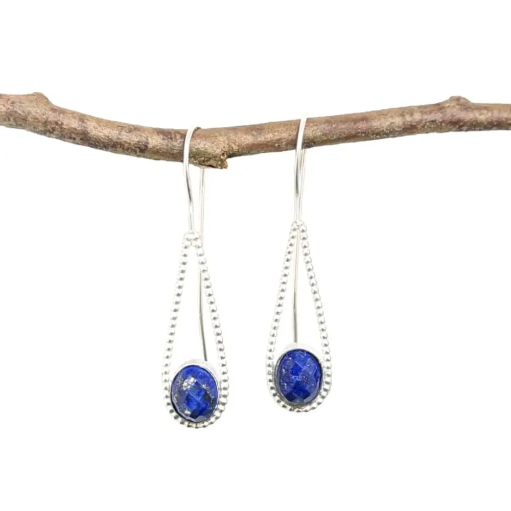 Boucles d'oreilles goutte Lapis Lazuli en Argent 925