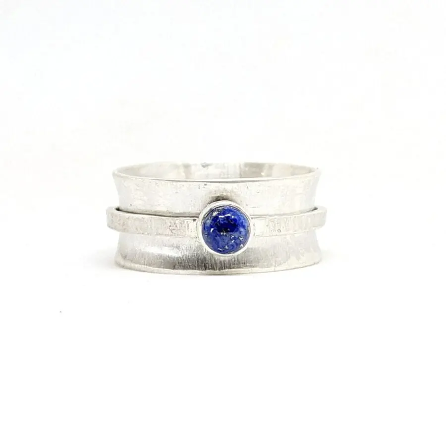 Bague spinner Lapis Lazuli en Argent 925 finition mate