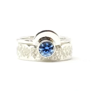 Duo de bagues Oxyde de Zirconium bleu en Argent 925