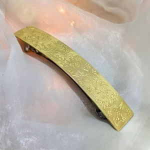 Barrette à cheveux or fleurs gravées