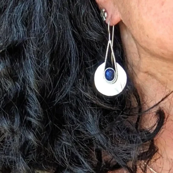 Boucles d'oreilles Argent 925 lapis lazuli facetté