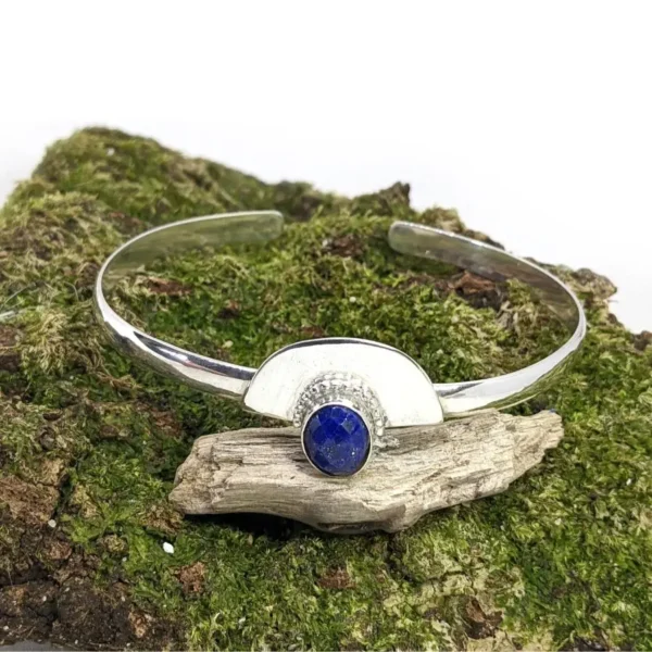 Bracelet demi lune lapis-lazuli en Argent 925