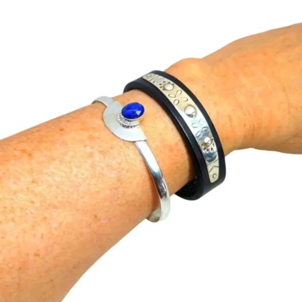 Bracelet demi jonc lapis-lazuli en Argent 925