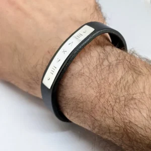 Bracelet gravé cuir et Argent 925