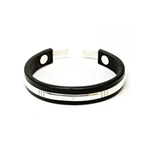 Bracelet manchette cuir et Argent 925