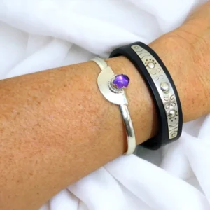 Bracelets Argent 925 Améthyste et cuir