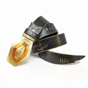 Ceinture ajustable cuir noir requin