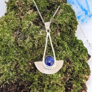 Pendentif demi lune Lapis Lazuli en Argent 925