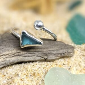 bague réglable en verre de mer