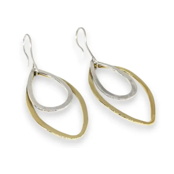 grandes boucles d'oreilles goutte en laiton et argent massif