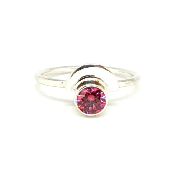 bague fine oxyde de zirconium rouge