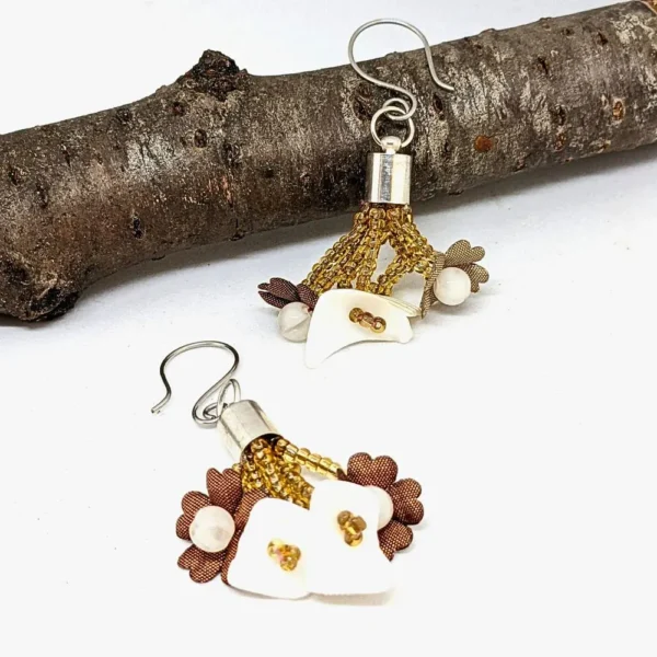 boucles d'oreilles en coquillage et perles