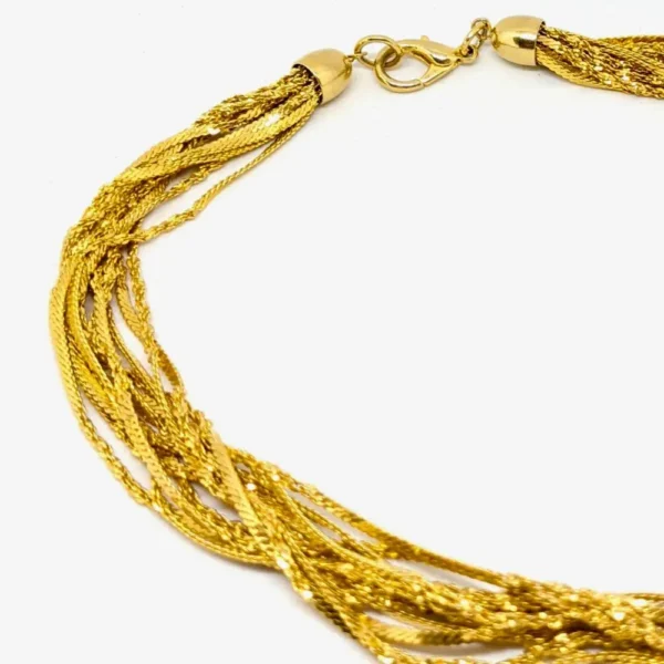 collier 12 rangs de chaines dorées