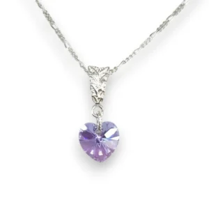 pendentif cœur violet swarovski argent