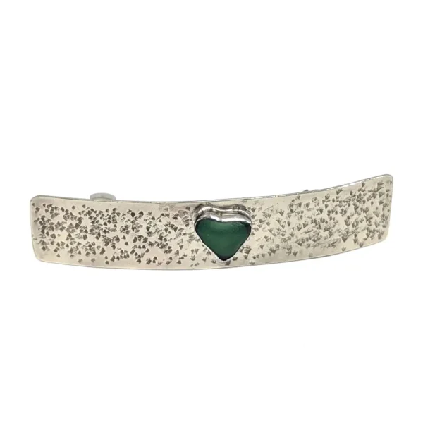 barrette cheveux cœur en verre de mer