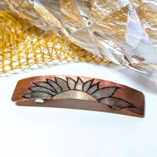 barrette soleil argent plaqué sur du cuivre