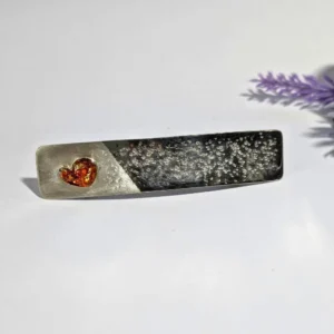 barrette métal cœur ambre