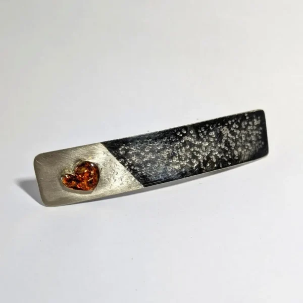 BARRETTE MÉTAL CŒUR AMBRE – Image 3