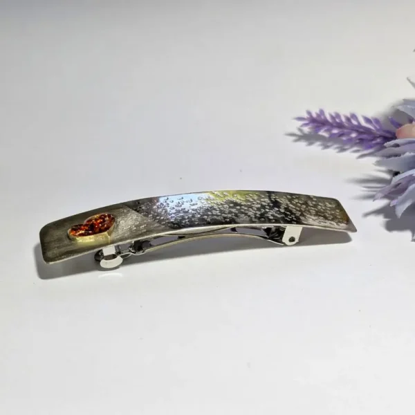 BARRETTE MÉTAL CŒUR AMBRE – Image 5