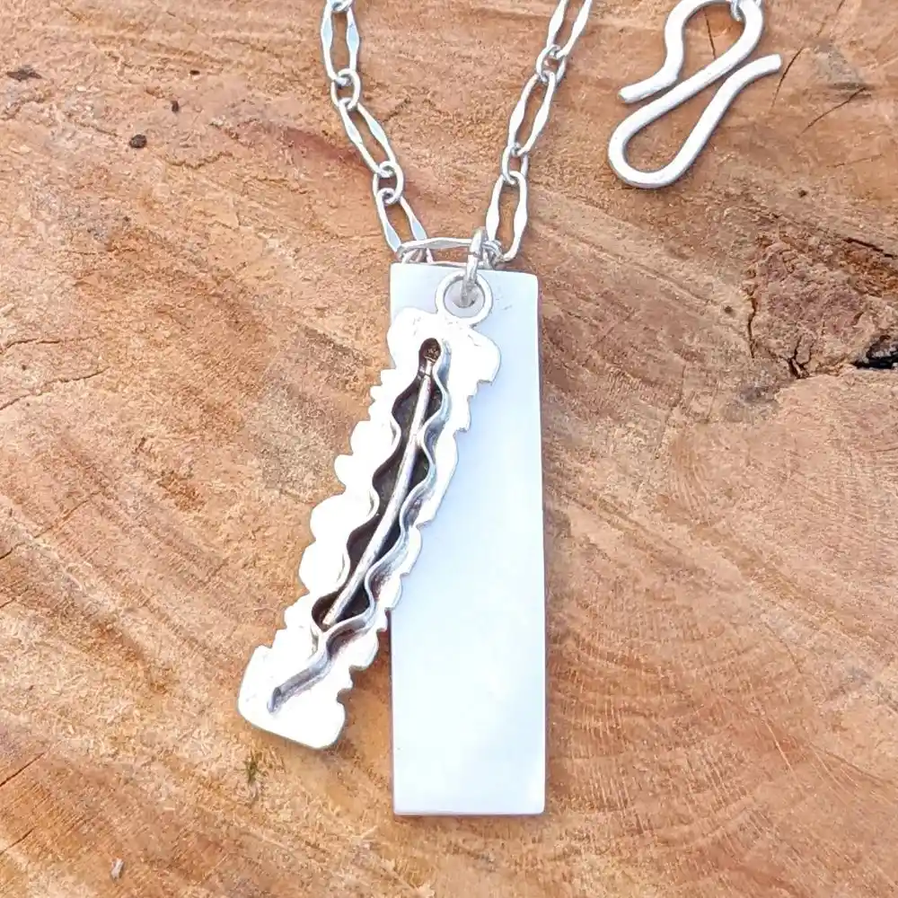 PENDENTIF NACRE ET FEUILLE en argent 925 1 collier pendentifs nacre et feuille