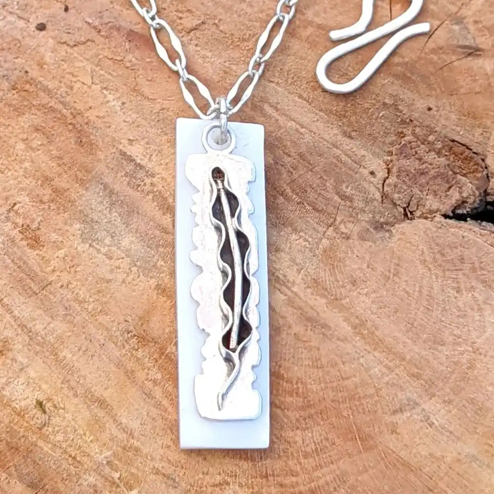 PENDENTIF NACRE ET FEUILLE en argent 925 2 pendentifs nacre et feuille