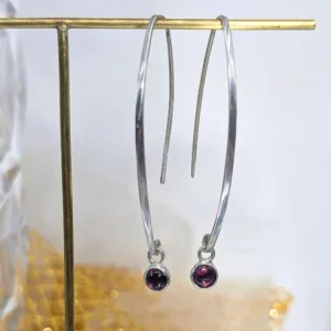 Promotions 77 boucles d'oreilles pendantes grenat en argent massif