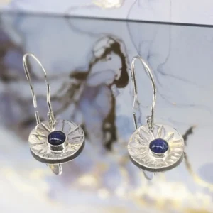 boucles d'oreilles médaille lapis-lazuli en argent