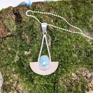 Pendentif demi lune Amazonite en Argent 925
